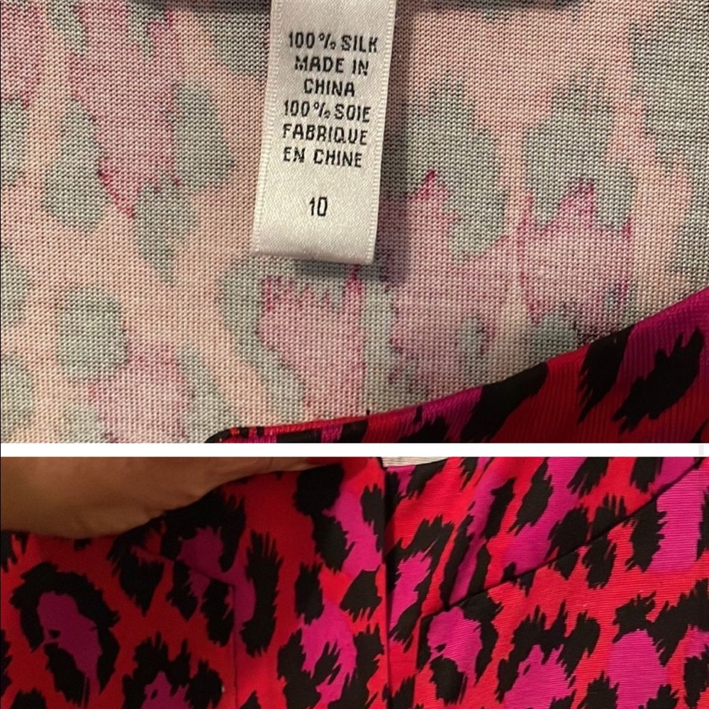 DIANE VON FURSTENBERG GABY LEOPARD RED/PINK/BLACK TUNIC SILK DRESS - 10 - Picture 4 of 5